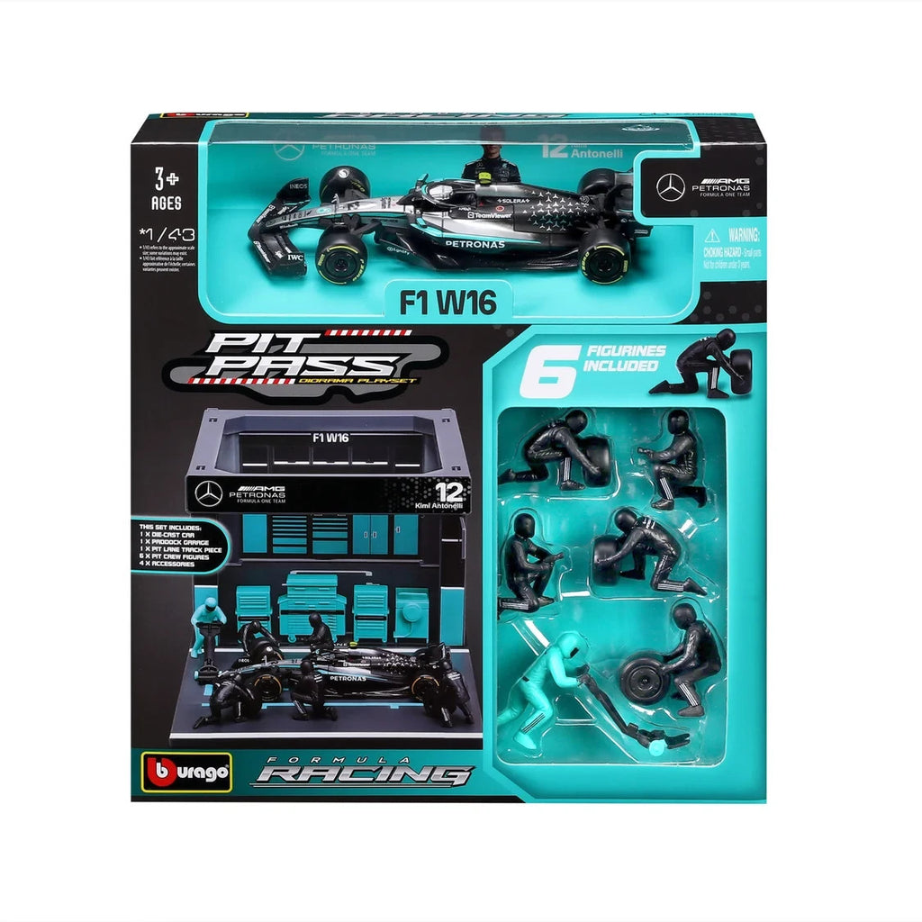 Burago 1:43 Scale Mercedes-AMG Petronas Forumla One Team Pit Pass Diorma Playset - #18-38458A