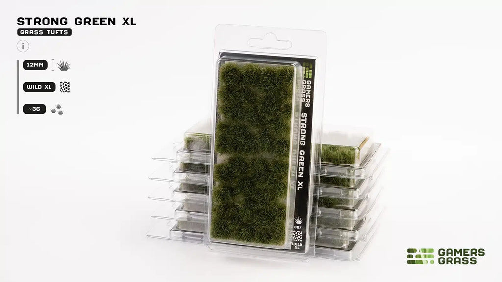 Gamers Grass Wild Strong Green XL 12mm Tufts For Mini Bases 36 Per Pack GG12-SG