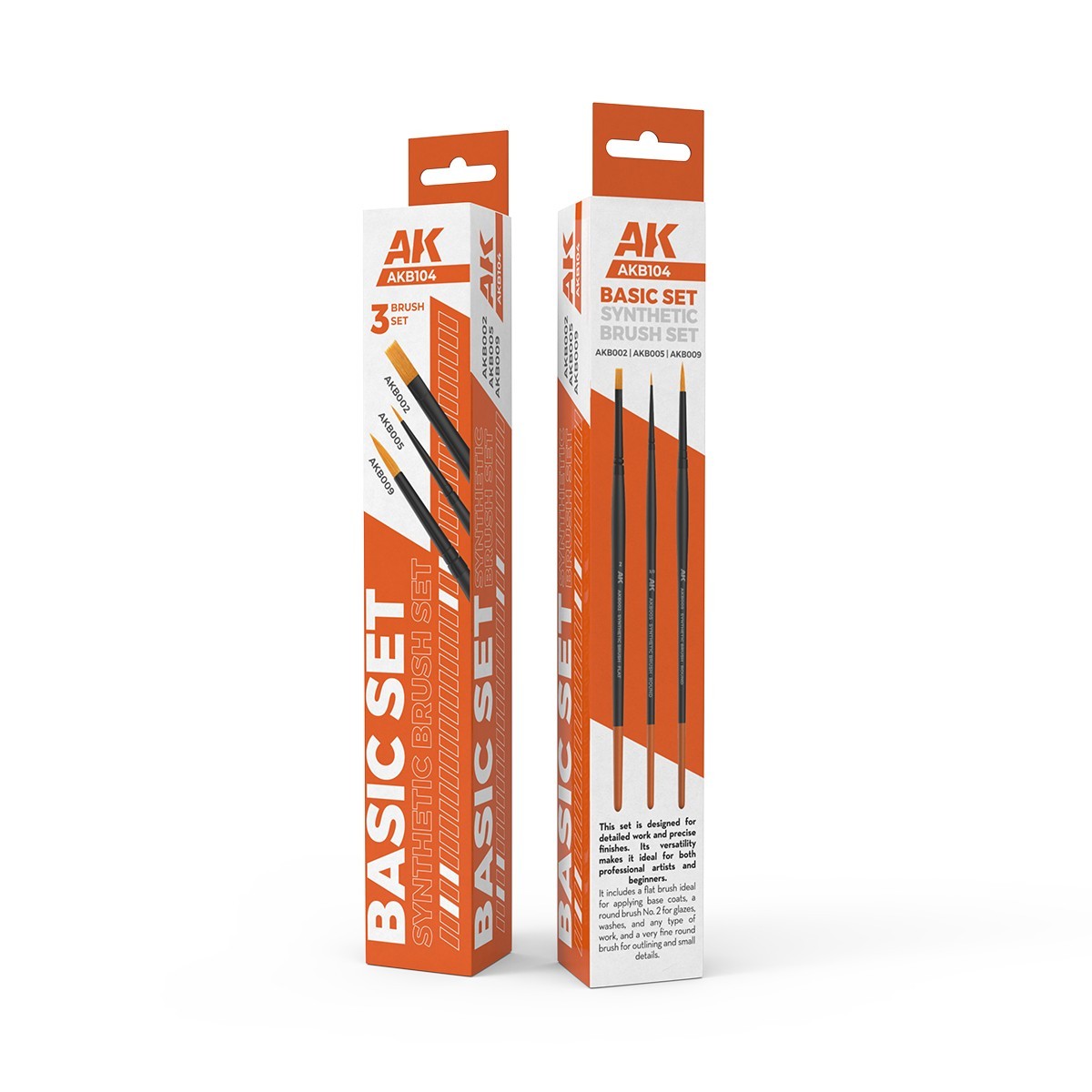 AK Interactive Basic Synthetic Hair 3 Piece Miniature Painting Brush Set - AKB104