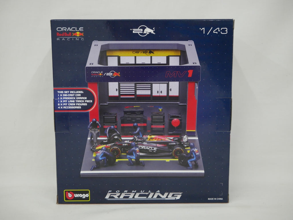 Burago 1:43 Scale Oracle Redbull Racing Formula One Team Pit Pass Diorma Playset - #18-38453V