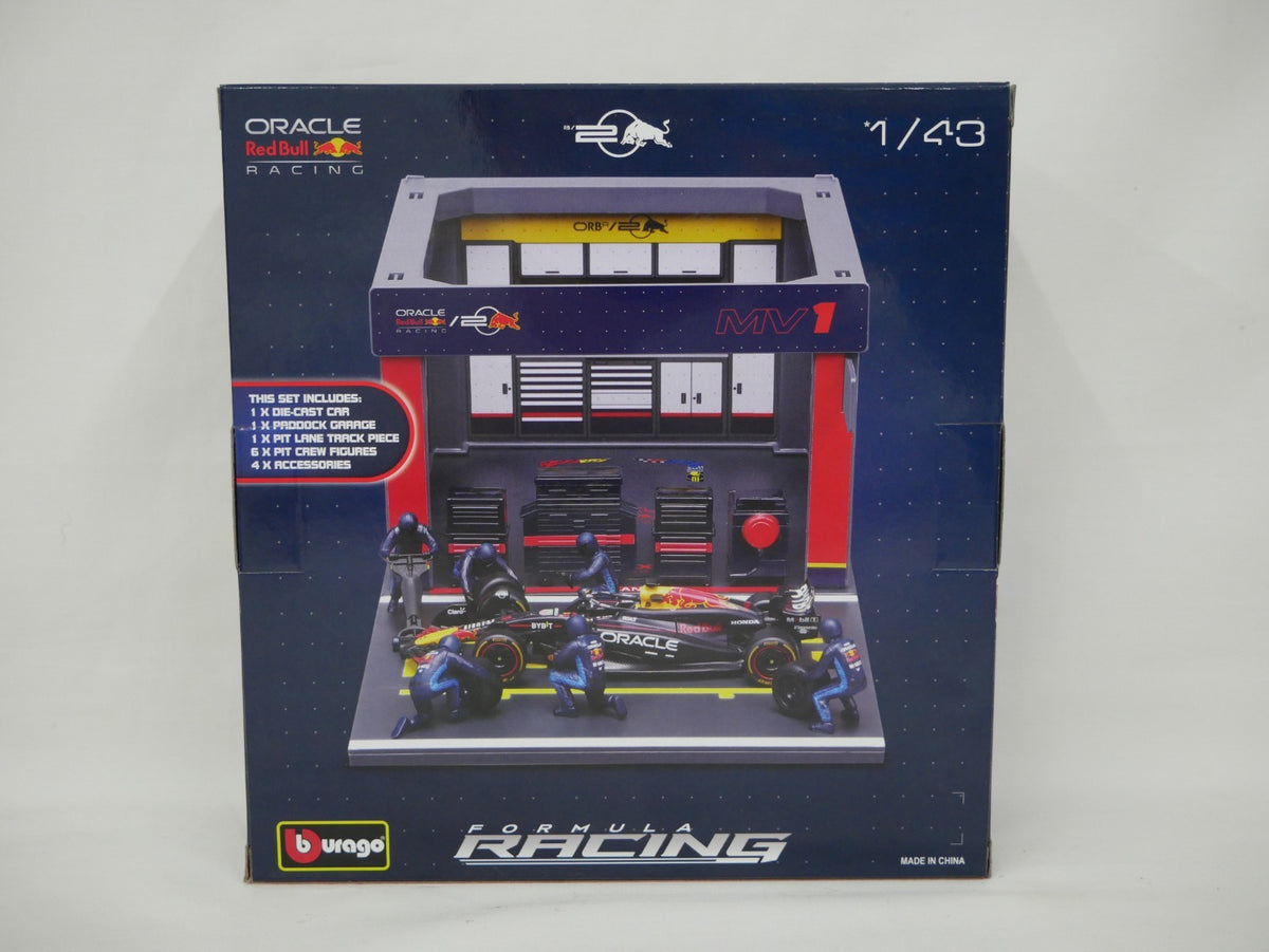 Burago 1:43 Scale Oracle Redbull Racing Formula One Team Pit Pass Diorma Playset - #18-38453V