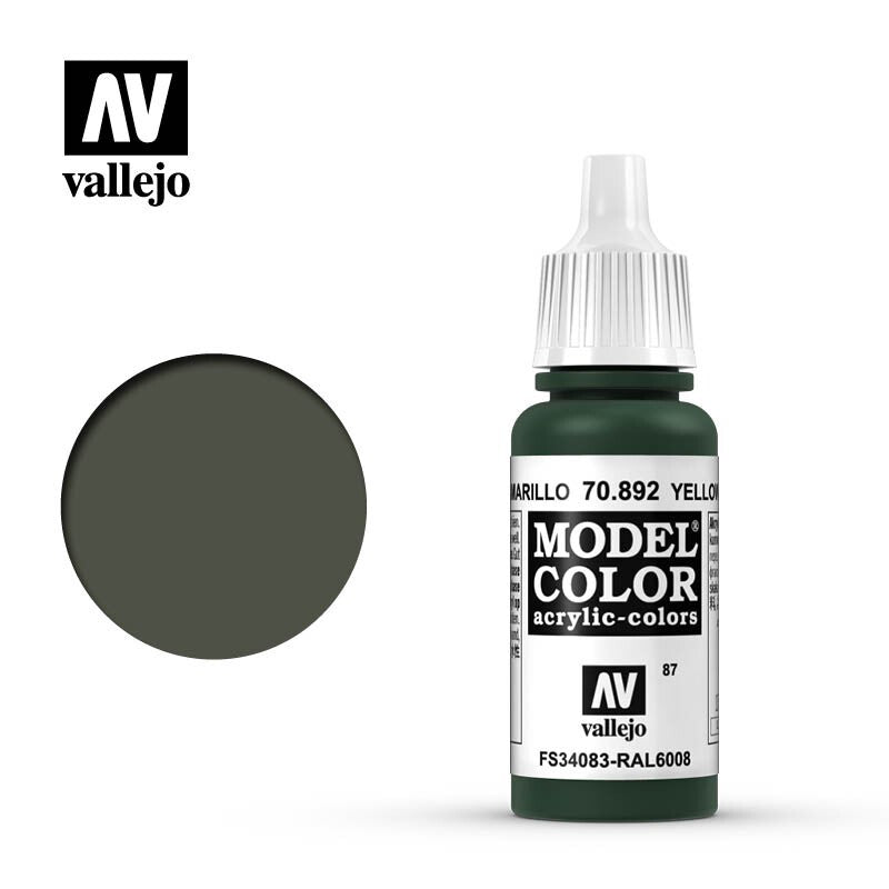 Vallejo Model Color Yellow Oliva Acrylic 17ml/0.57 fl oz Dropper Bottle - 70.892
