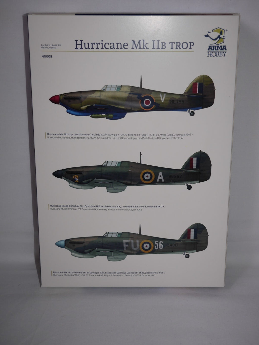 Arma Hobby 1:48 Scale RAF Hawker Hurricane Mk.IIb Trop Model Aircraft Kit - 40008