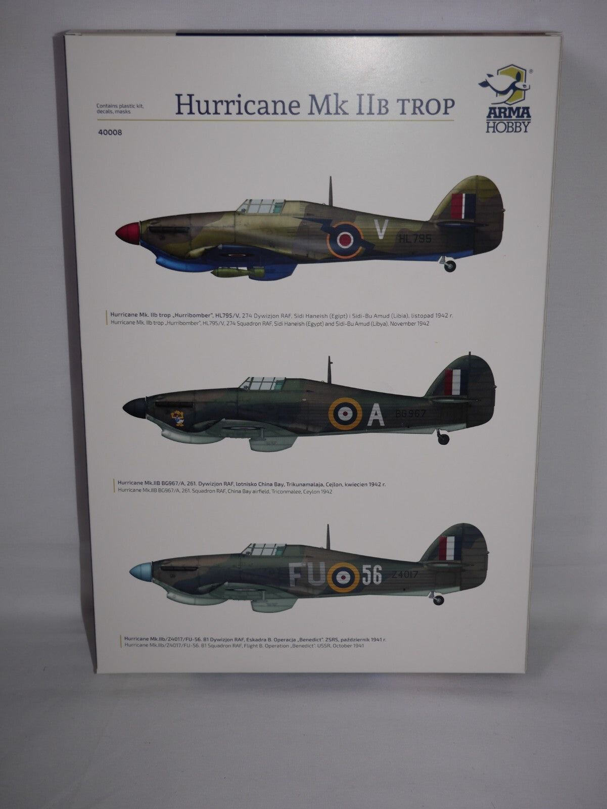Arma Hobby 1:48 Scale RAF Hawker Hurricane Mk.IIb Trop Model Aircraft Kit - 40008