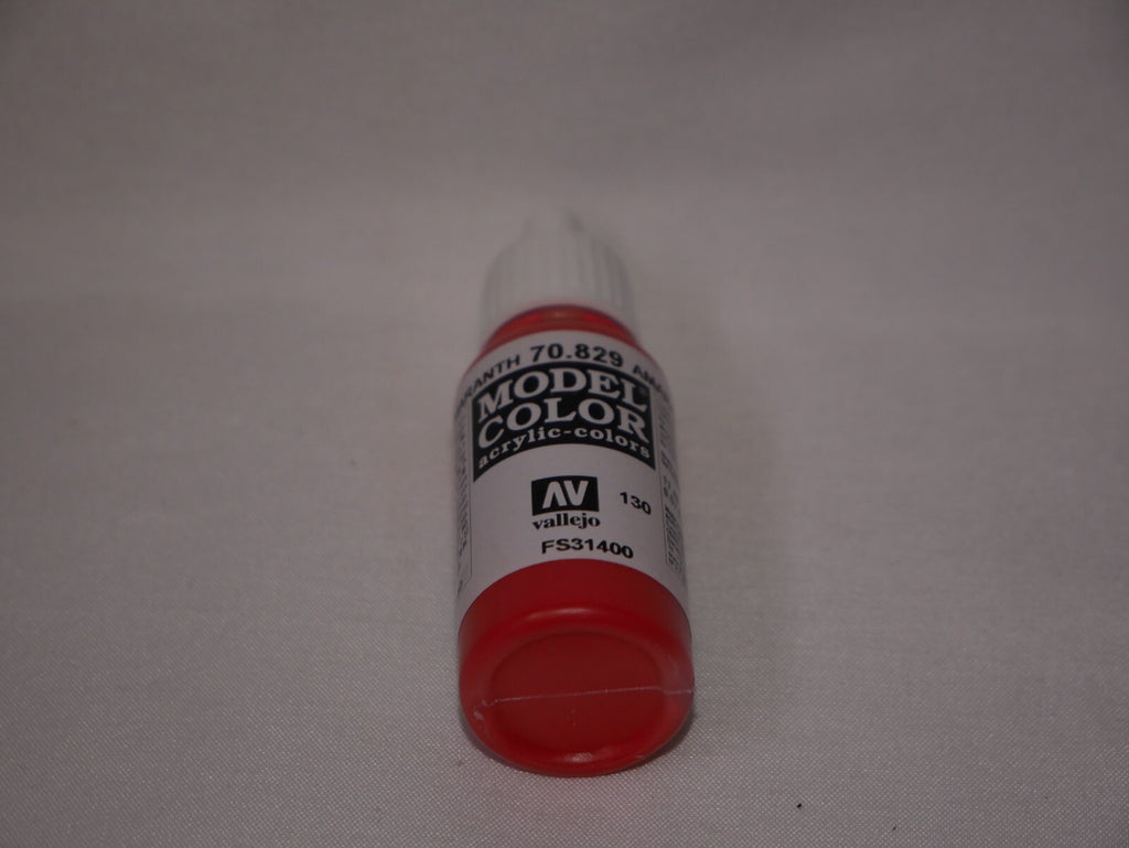 Vallejo Model Color Amaranth Red Acrylic 17ml/0.57 fl oz Dropper Bottle - 70.829