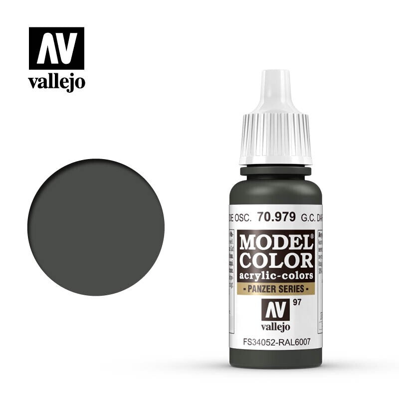 Vallejo Model Color German Camo Dark Green Acrylic 17ml Dropper Bottle - 70.979