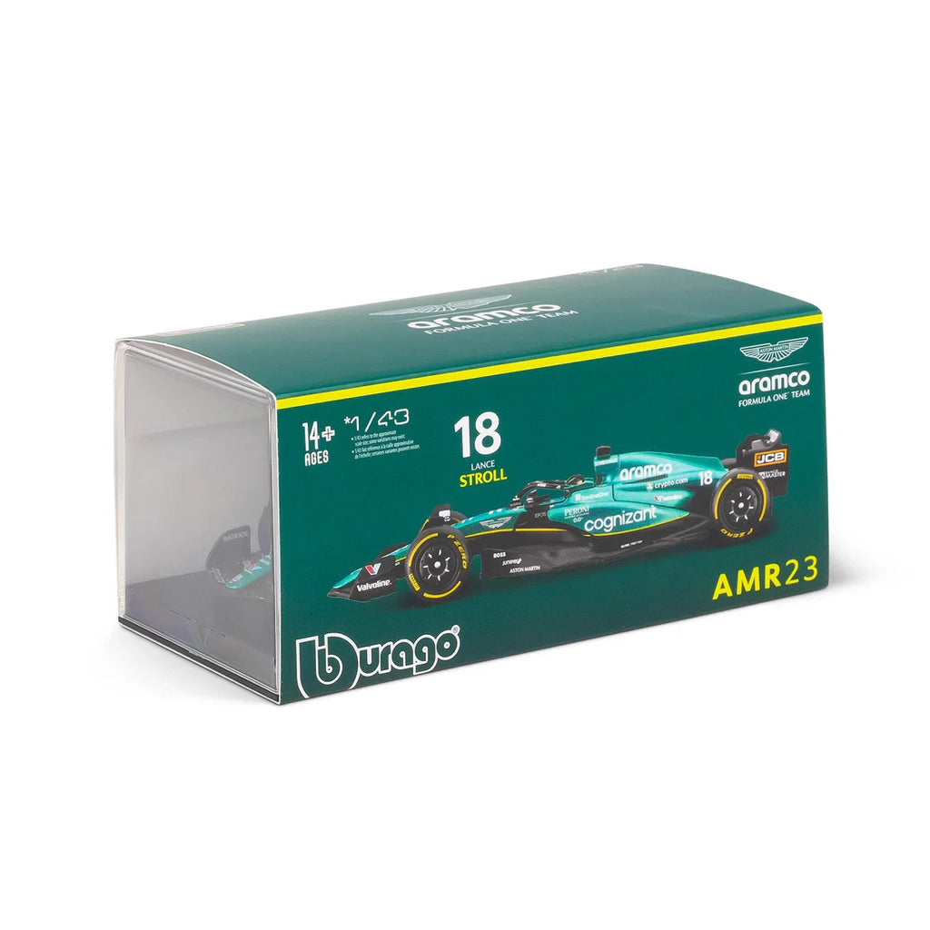 Burago 1:43 Aston Martin Cognizant Aramco F1 Team AMR23 No.18 Stroll #18-38091S