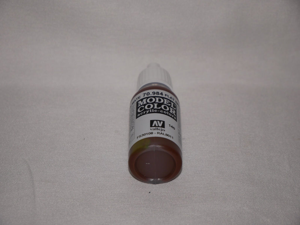 Vallejo Model Color Flat Brown Acrylic 17ml/0.57 fl oz Dropper Bottle - 70.984