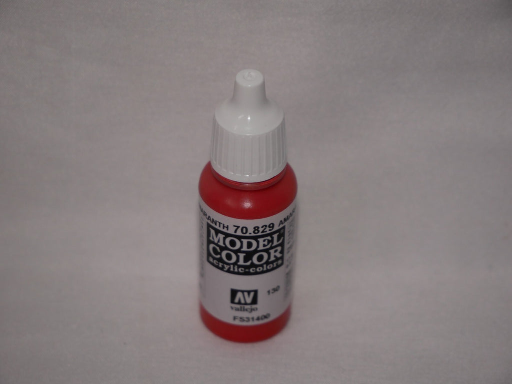 Vallejo Model Color Amaranth Red Acrylic 17ml/0.57 fl oz Dropper Bottle - 70.829