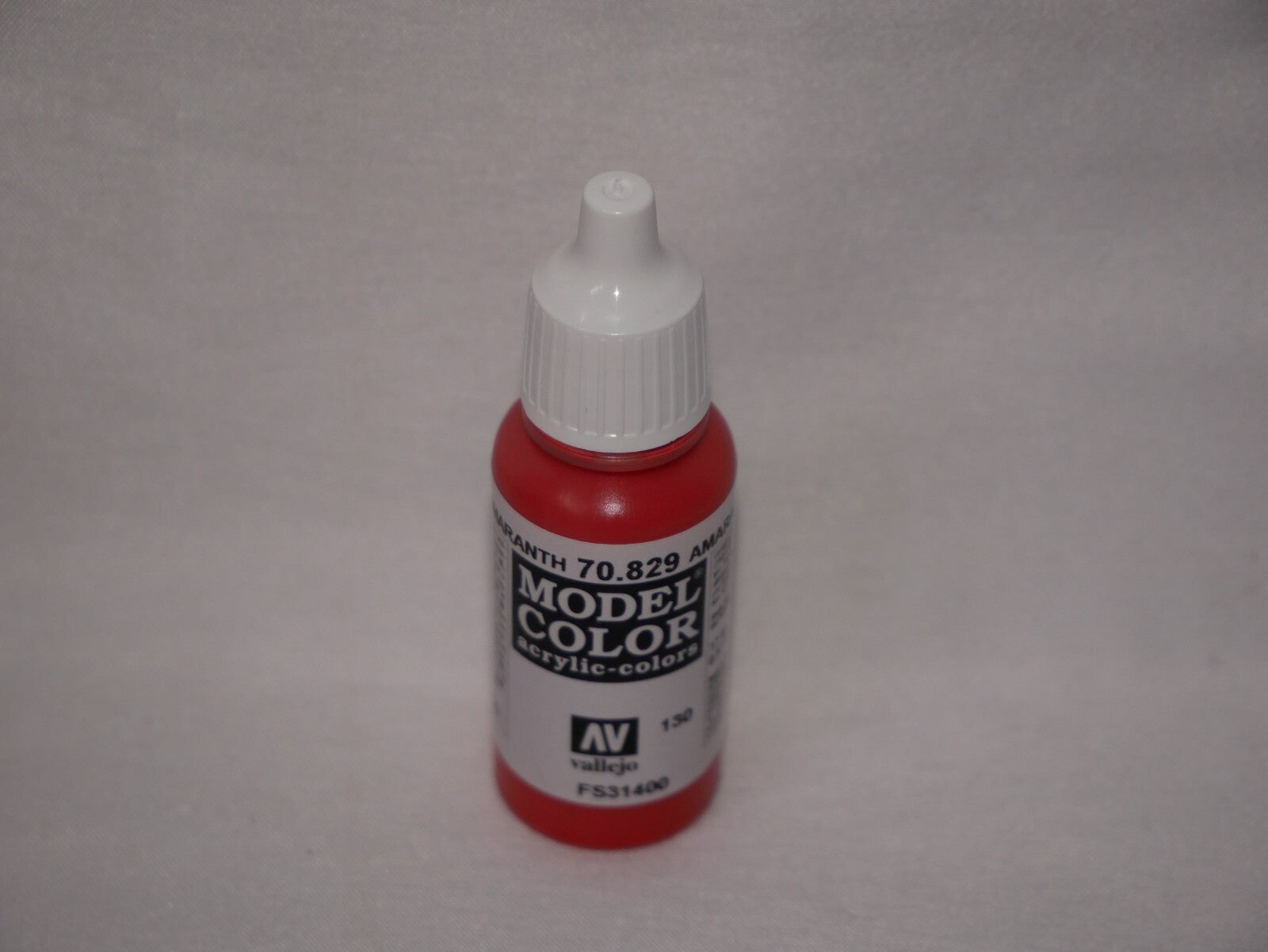 Vallejo Model Color Amaranth Red Acrylic 17ml/0.57 fl oz Dropper Bottle - 70.829