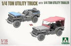 Takom 1:16 Scale WWII 1/4 Ton Utility Truck With 1/4 Ton Utility Trailer - 1026