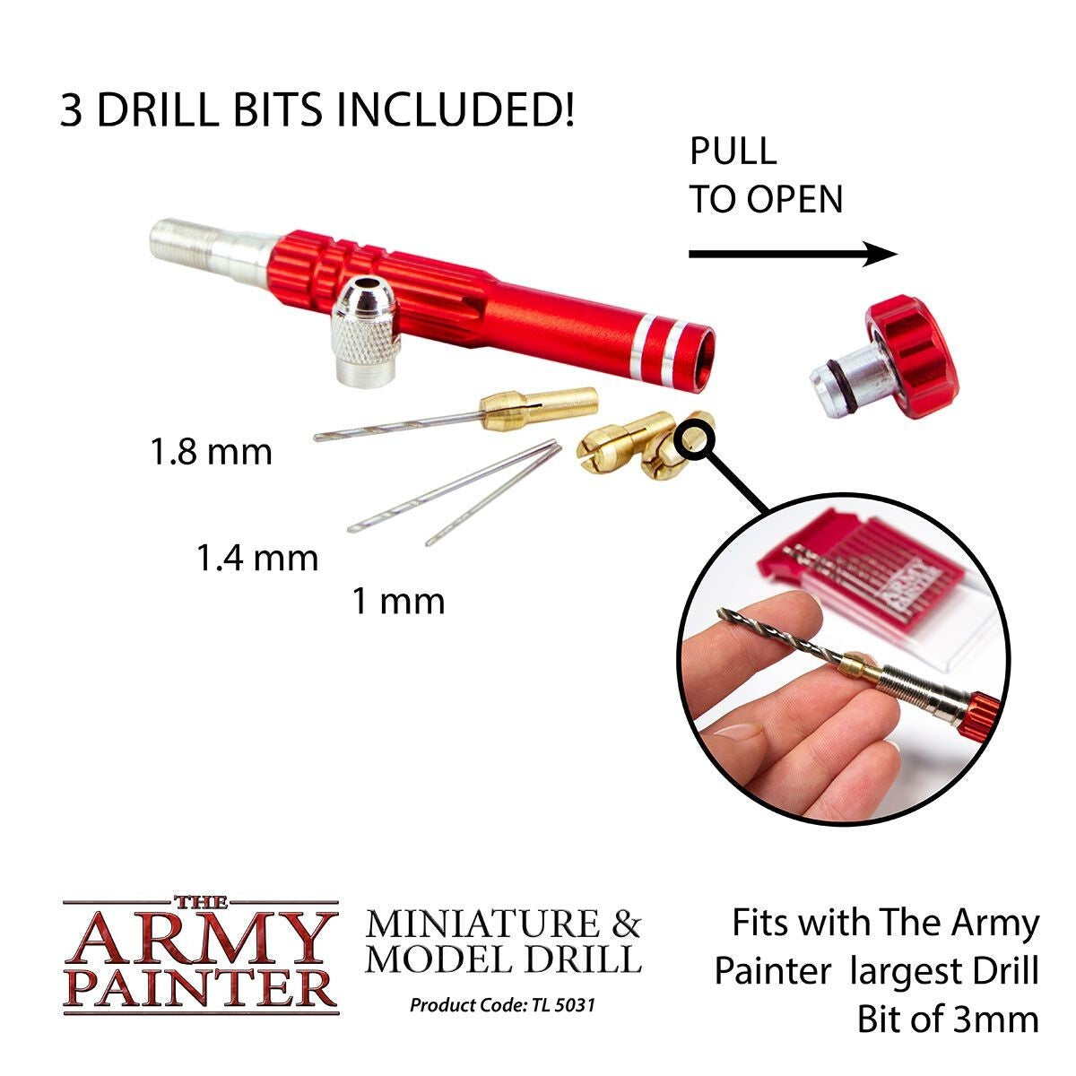The Army Painter Miniature & Model Hand Drill (Inc 3 Drill bits) TL5031