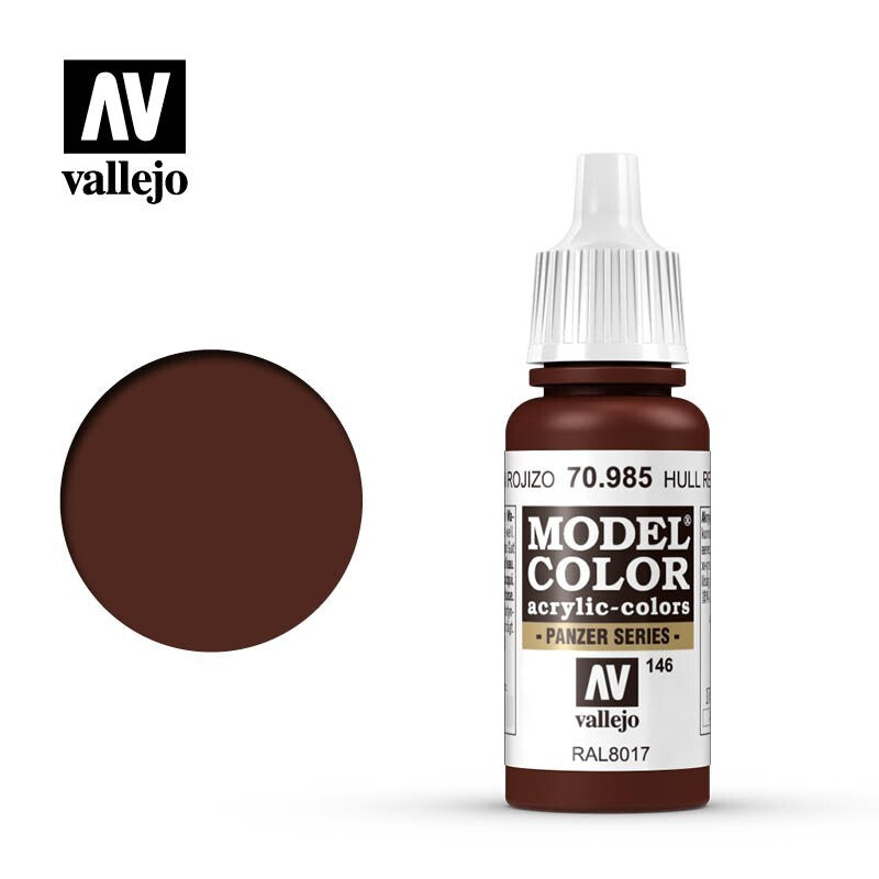 Vallejo Model Color Hull Red Acrylic 17ml/0.57 fl oz Dropper Bottle - 70.985