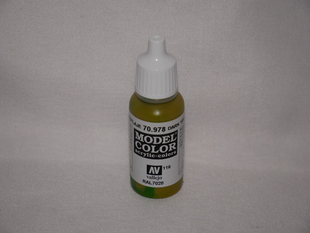 Vallejo Model Color Dark Yellow Acrylic 17ml/0.57 fl oz Dropper Bottle - 70.978