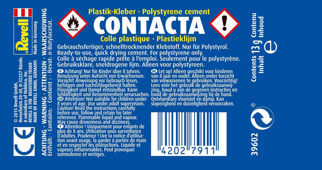 Revell Contacta Poly Cement A Solvent Based Glue For Plastics & Models 13g 39602