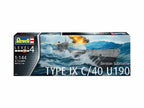 Revell 1:144 Scale Type IX C/40 U190 German Submarine Kit Skill Level 4 - 05167