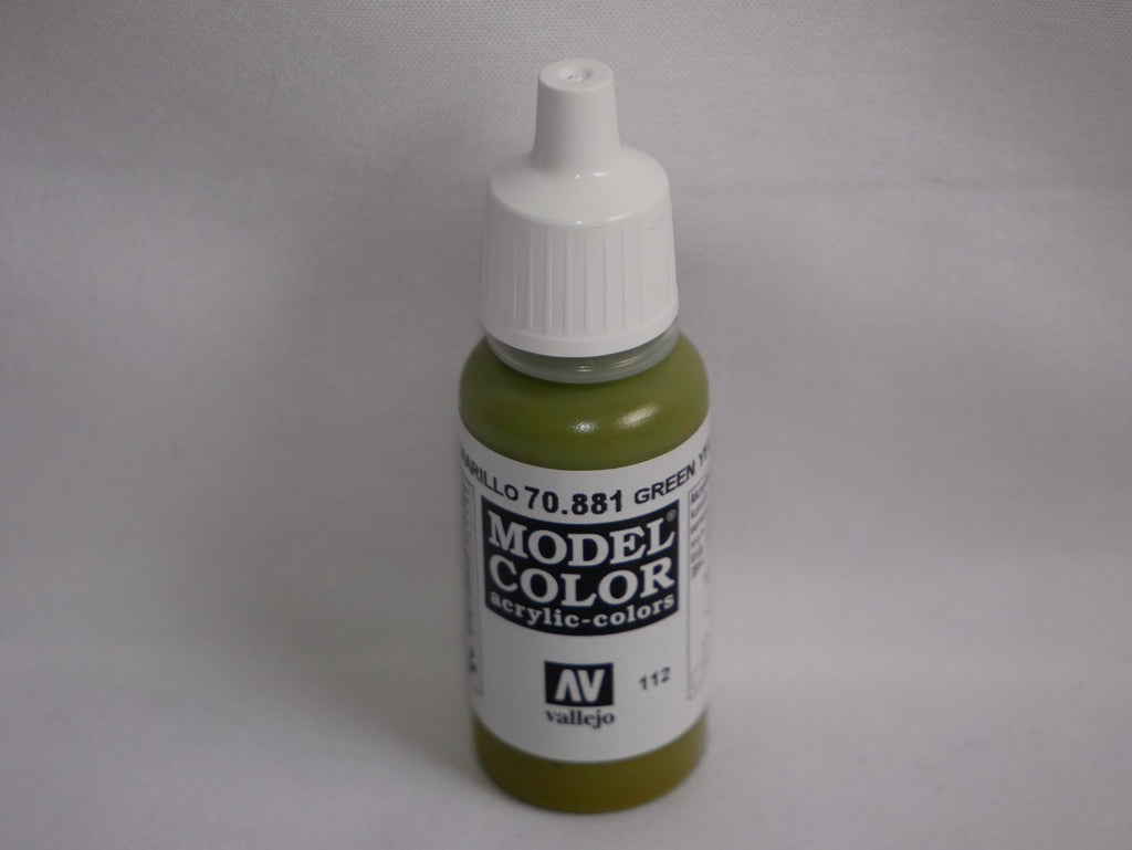Vallejo Model Color Yellow Green Acrylic 17ml/0.57 fl oz Dropper Bottle - 70.881