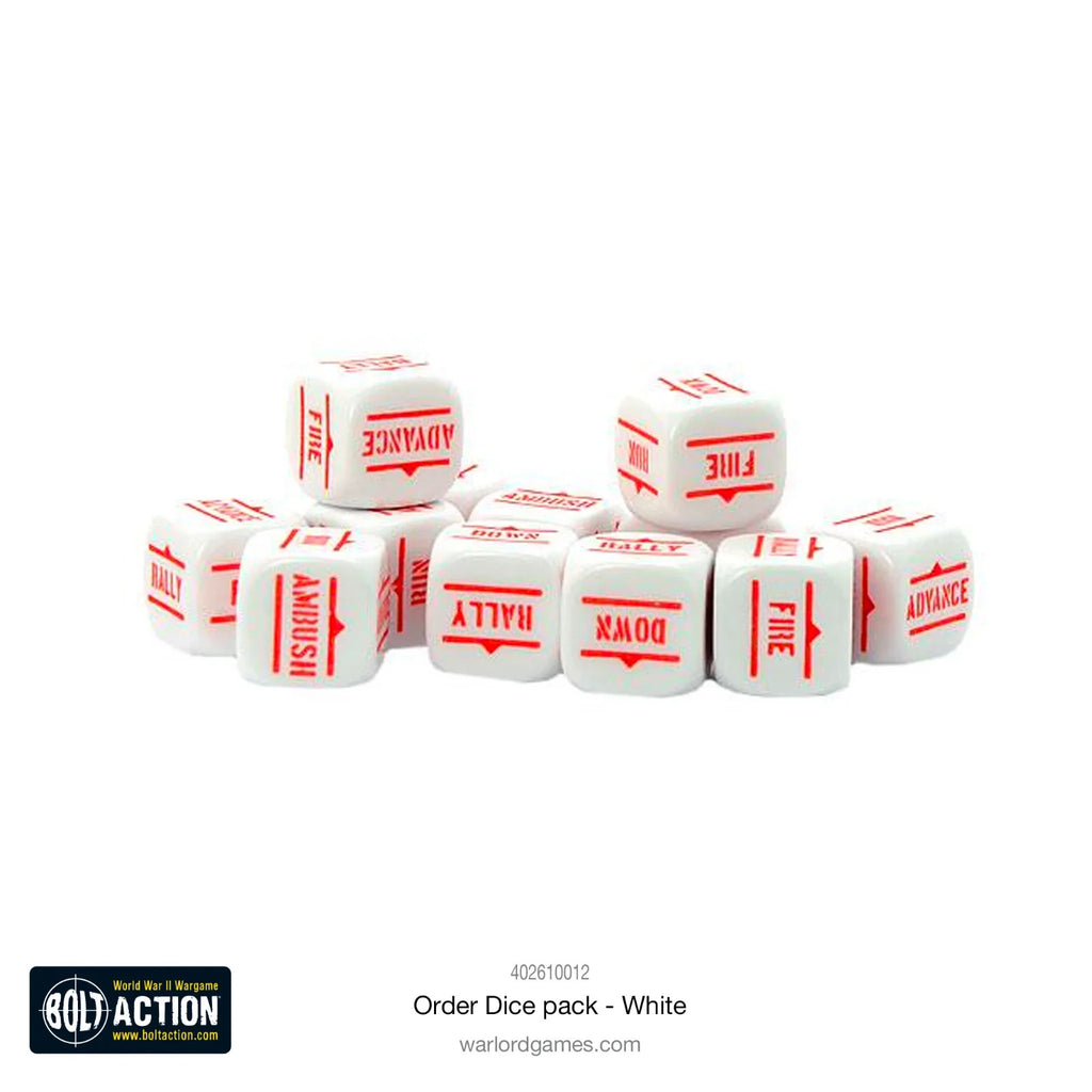 Warlord Games Bolt Action 1:56 Scale 12x White Coloured Order Dice - (402616012)