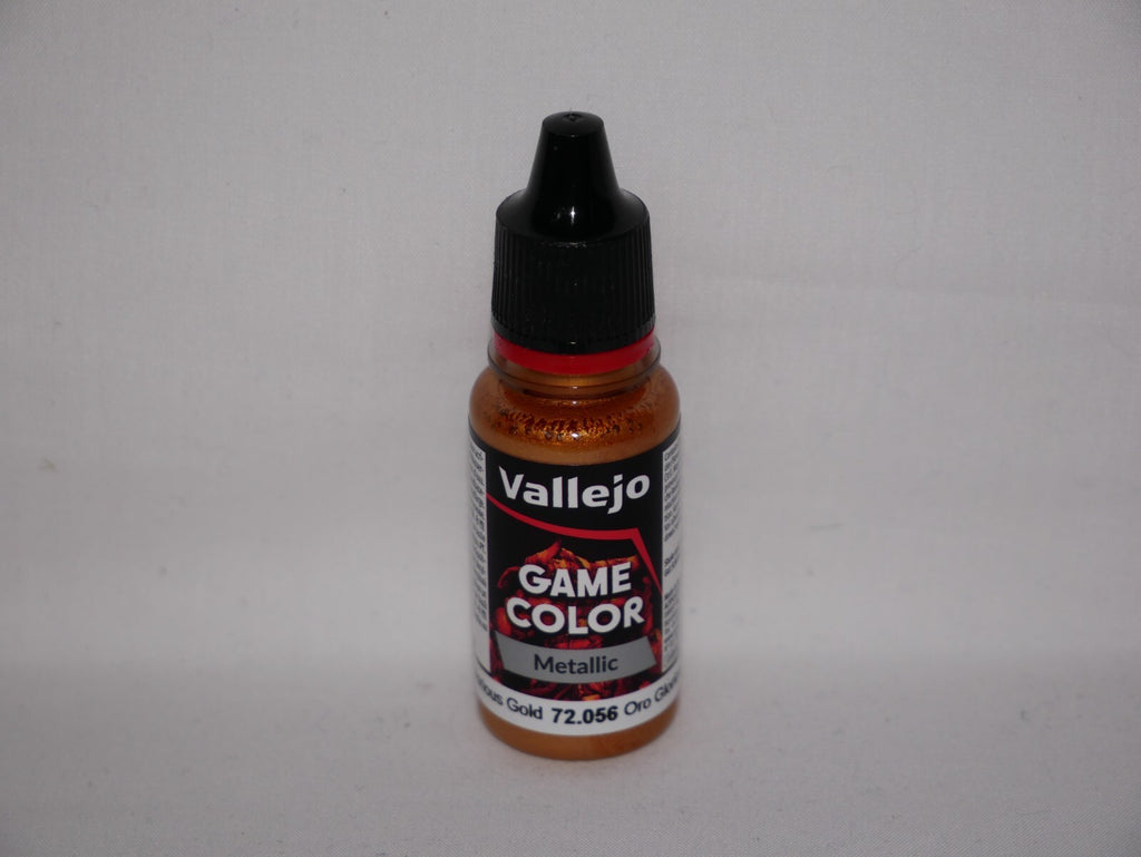 Vallejo Game Color Acrylic Metallics Glorious Gold 18ml Dropper Bottle - 72.056