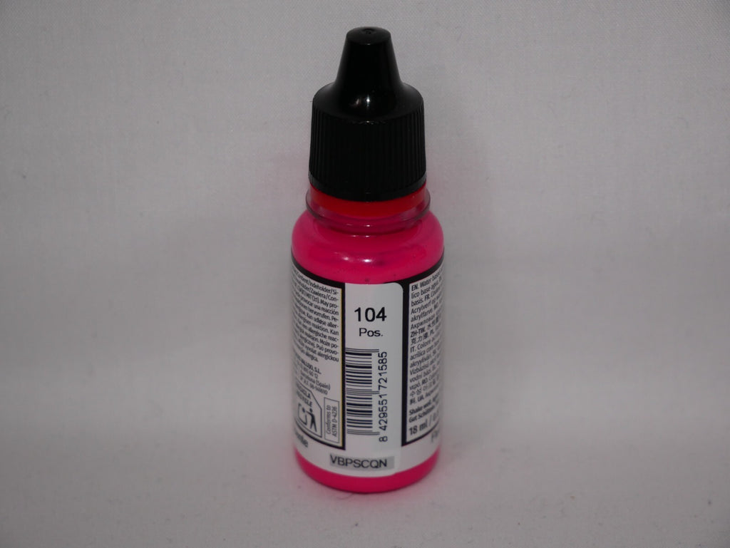 Vallejo Game Color Acrylic Range Fluorescent Magenta 18ml Dropper Bottle 72.158