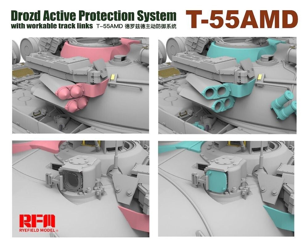 Ryefield Model 1:35 Soviet Union T-55 AMD Drozd Active Protection System - 5091