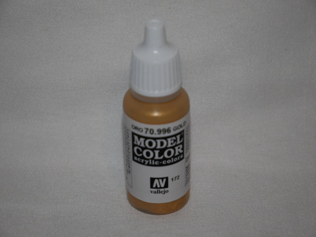 Vallejo Model Color Gold Metallic Acrylic 17ml/0.57 fl oz Dropper Bottle 70.996