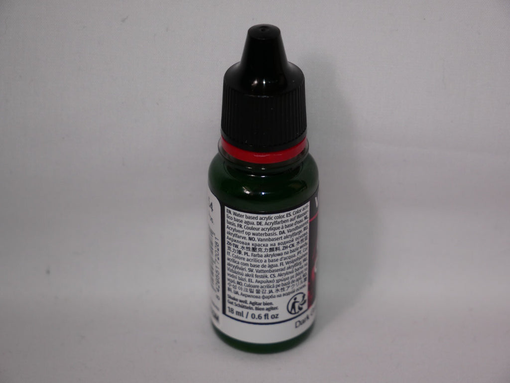 Vallejo Game Color Acrylic Range Dark Green 18ml/0.6 fl oz Dropper Bottle 72.028
