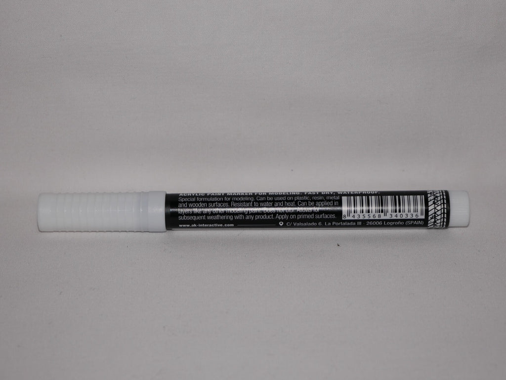 AK Interactive Real Colors Acrylic Fast Dry Paint Marker Pens Flat White RCM034