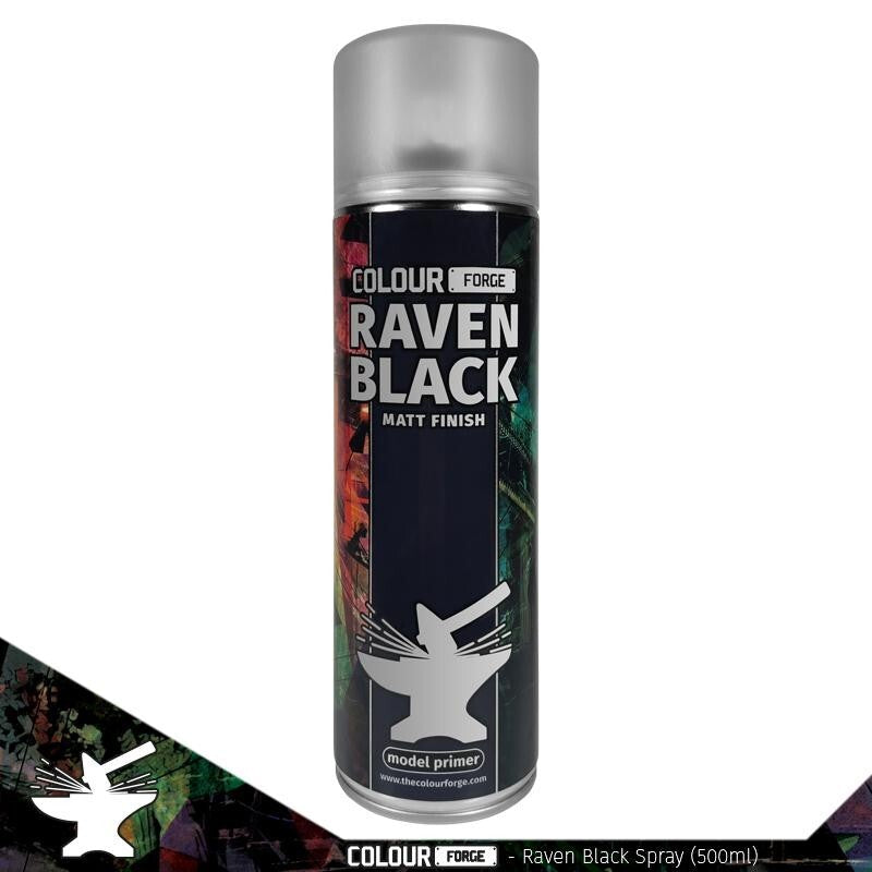 Colour Forge Raven Black Matt Finish Model Primer 500ml Aerosol Rattle Spray Can