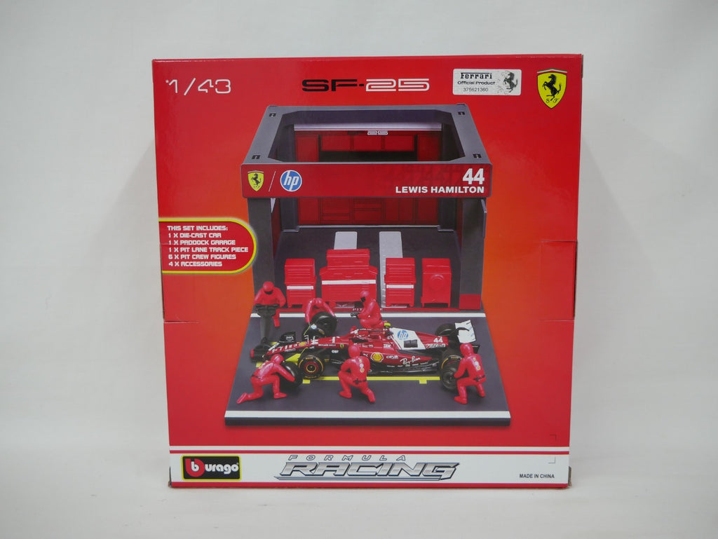 Burago 1:43 Scuderia Ferrari Formula One Team L.Hamilton Pit Pass Diorma Playset - #18-36865H