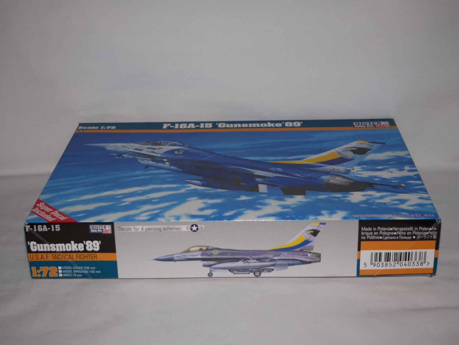 MisterCraft Hobby Kits 1:72 Scale (D-33) F-16A-15 Gunsmoke 89 Fighter Jet 040338