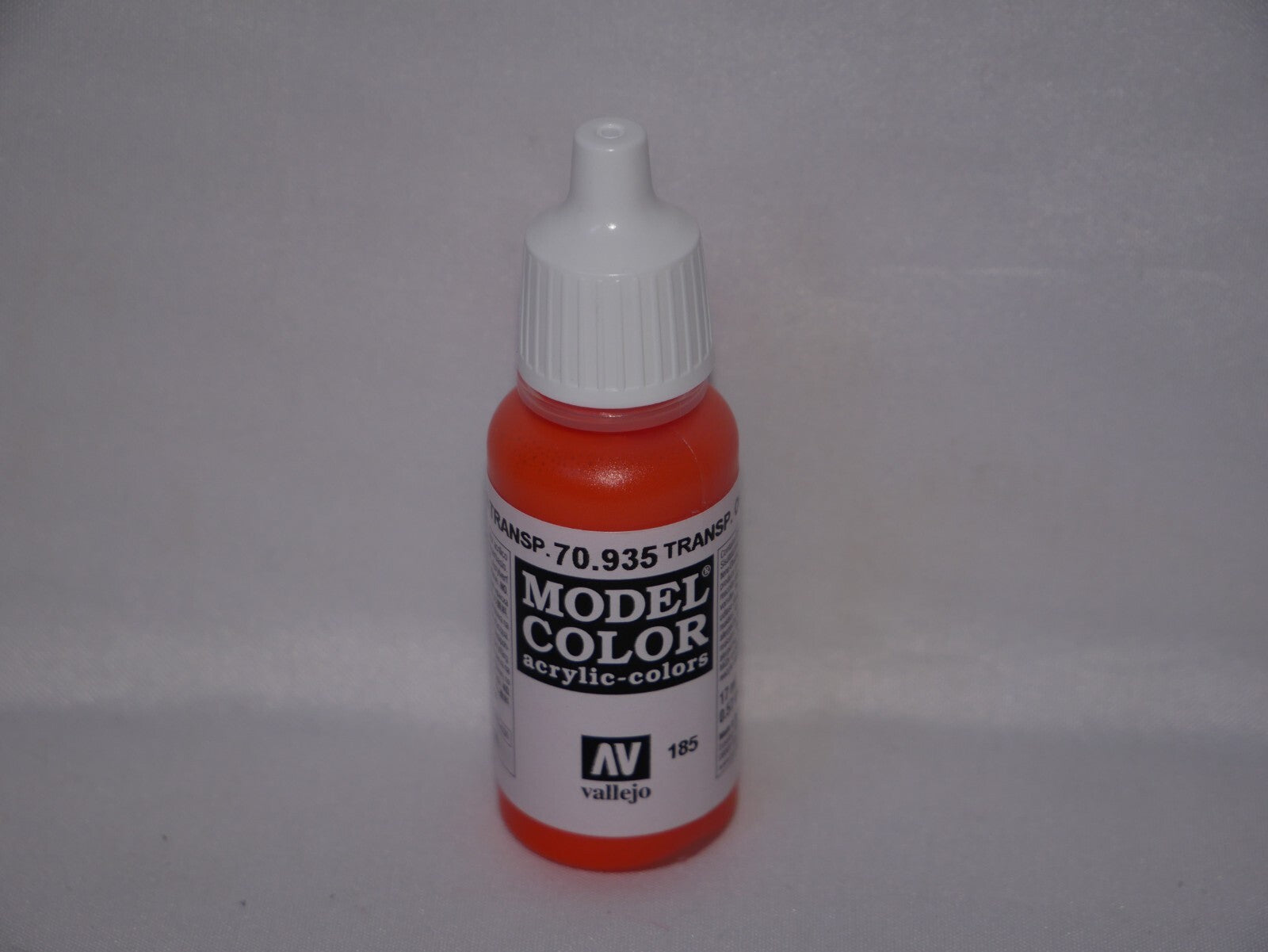 Vallejo Model Color Transparent Orange Acrylic 17ml Dropper Bottle - 70.935