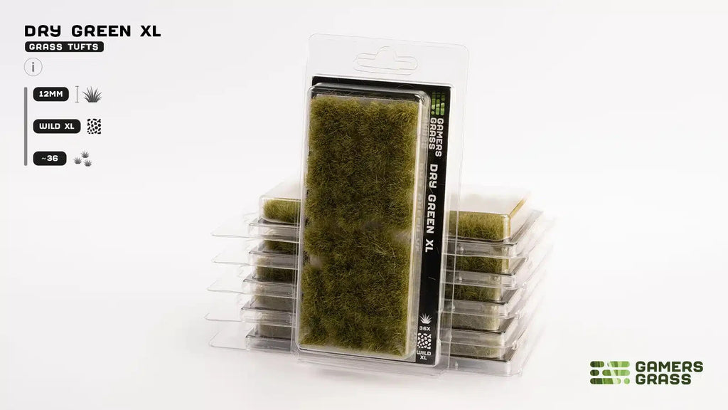 Gamers Grass Wild Dry Green XL 12mm Tufts For Mini Bases (36) Per Pack GG12-DG