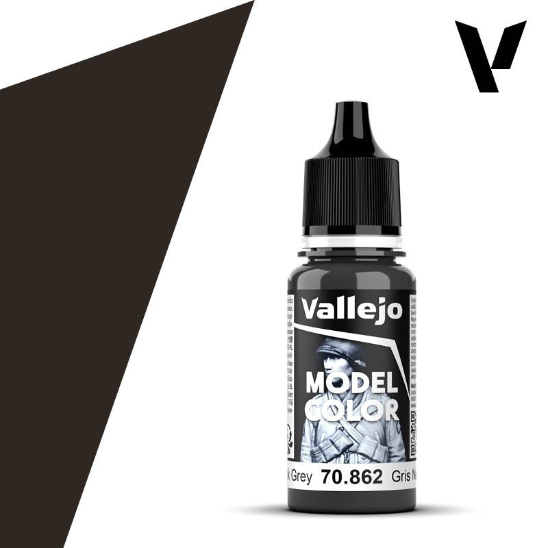 Vallejo Model Color Black Grey Acrylic 18ml/0.60 fl oz Dropper Bottle - 70.862