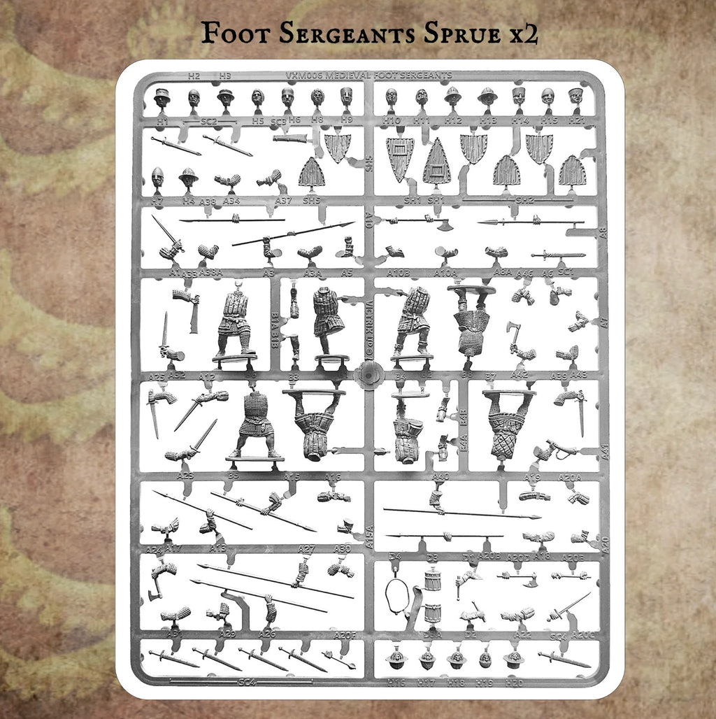 Victrix 28mm Scale Hard Plastic Medieval Warband (42) Miniatures Set - VXWB005