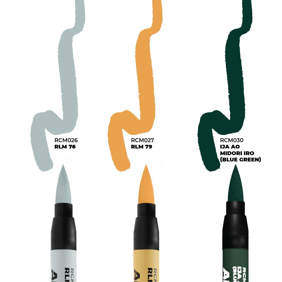 AK Interactive Real Color Markers WWII Axis Aircraft Squiggle Camo Colors RCM111