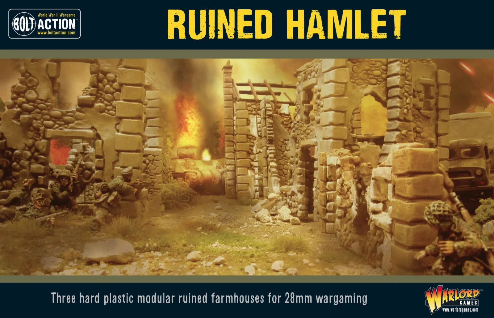 Warlord Games Bolt Action 1:56 Hard Plastic Modular Ruined Hamlet - 802010005