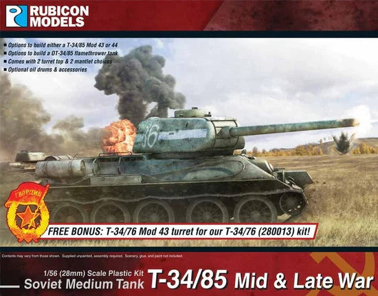 Rubicon Models 1:56 WWII Soviet T-34/85 Medium Tank (Mid & Late War) - 280021