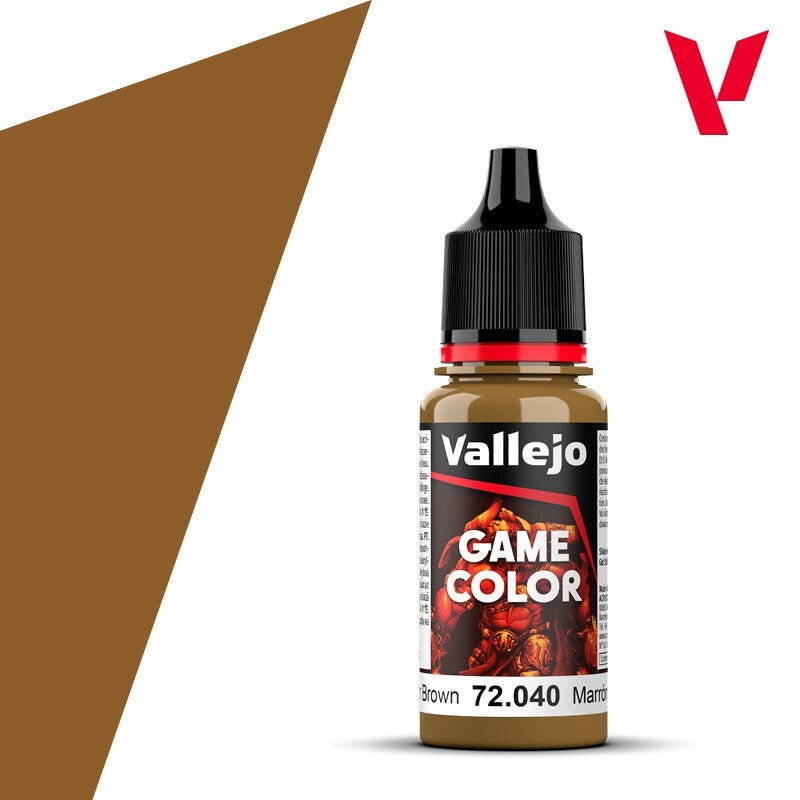 Vallejo Game Color Acrylics Leather Brown 18ml/0.6 fl oz Dropper Bottle - 72.040