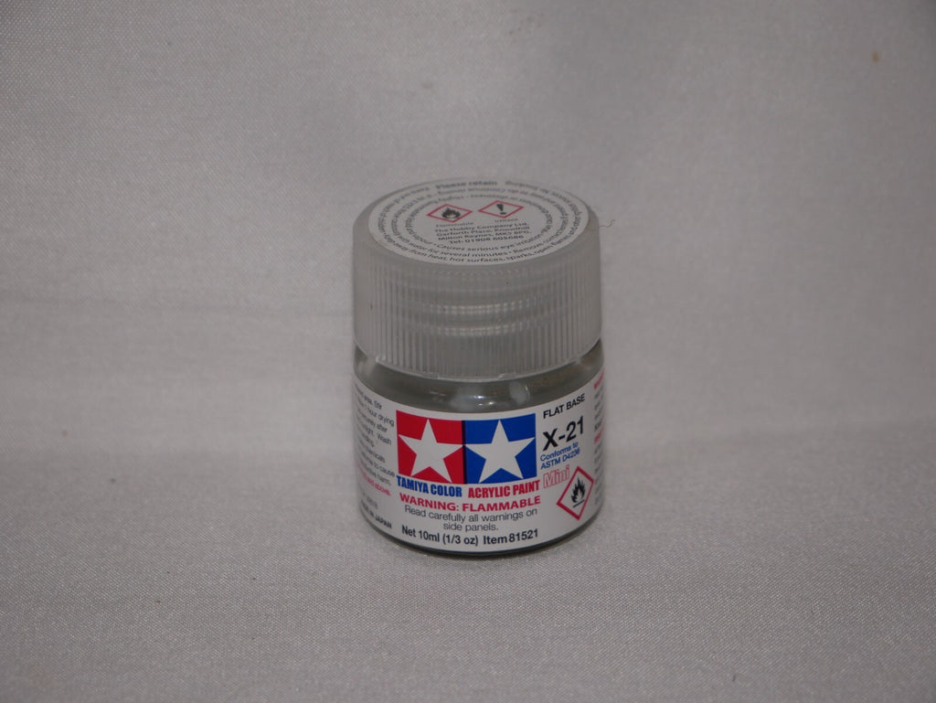 Tamiya Color Acrylic Model Paint Mini X-21 Flat Base 10ml 1/3oz Glass Jar 81521