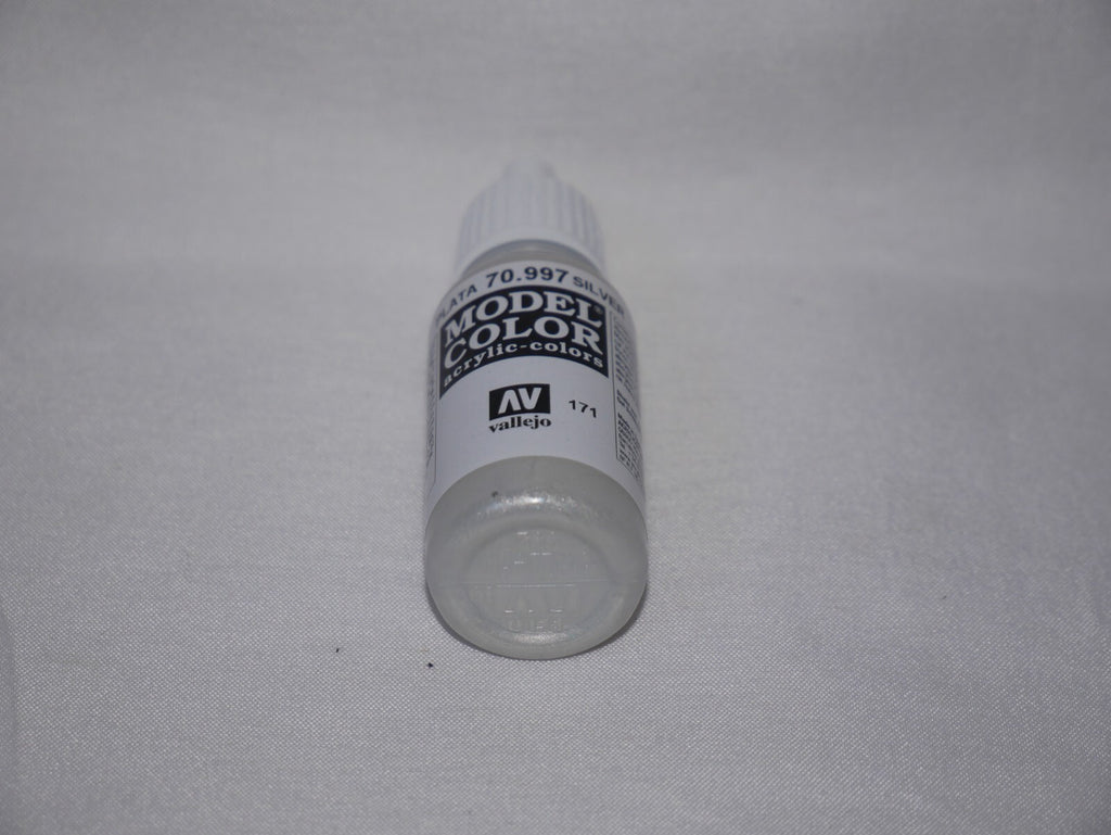 Vallejo Model Color Silver Metallic Acrylic 17ml Dropper Bottle - 70.997