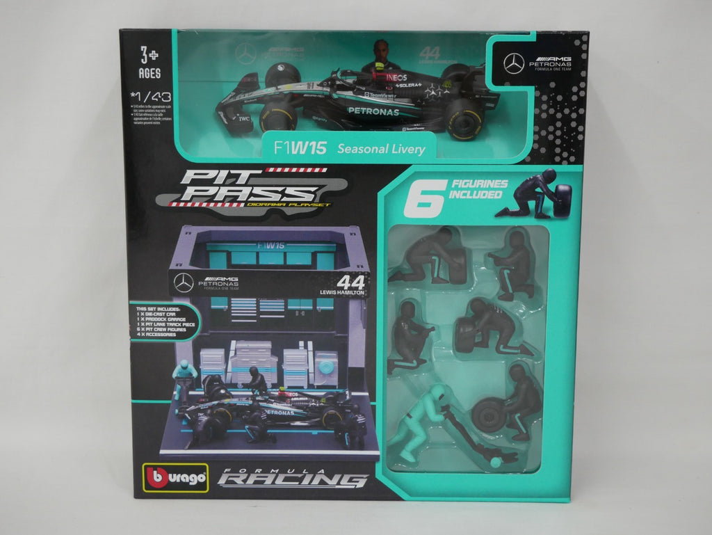 Burago 1:43 Scale Mercedes-AMG Petronas Forumla One Team Pit Pass Diorma Playset - #18-38452H