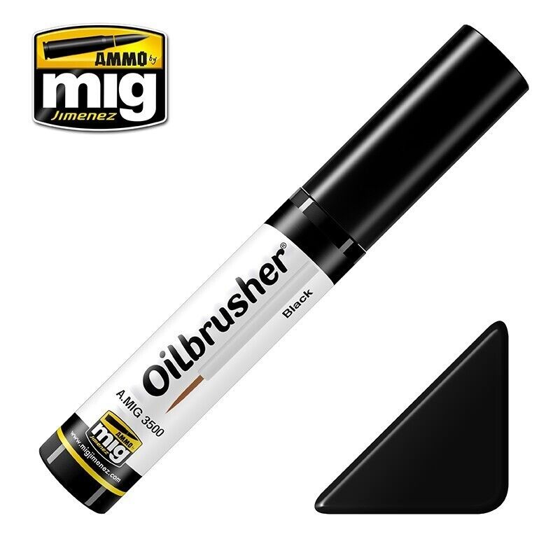 Ammo By Mig Jimenez Oilbrusher Range Black With Fine Brush Applicator A.MIG-3500