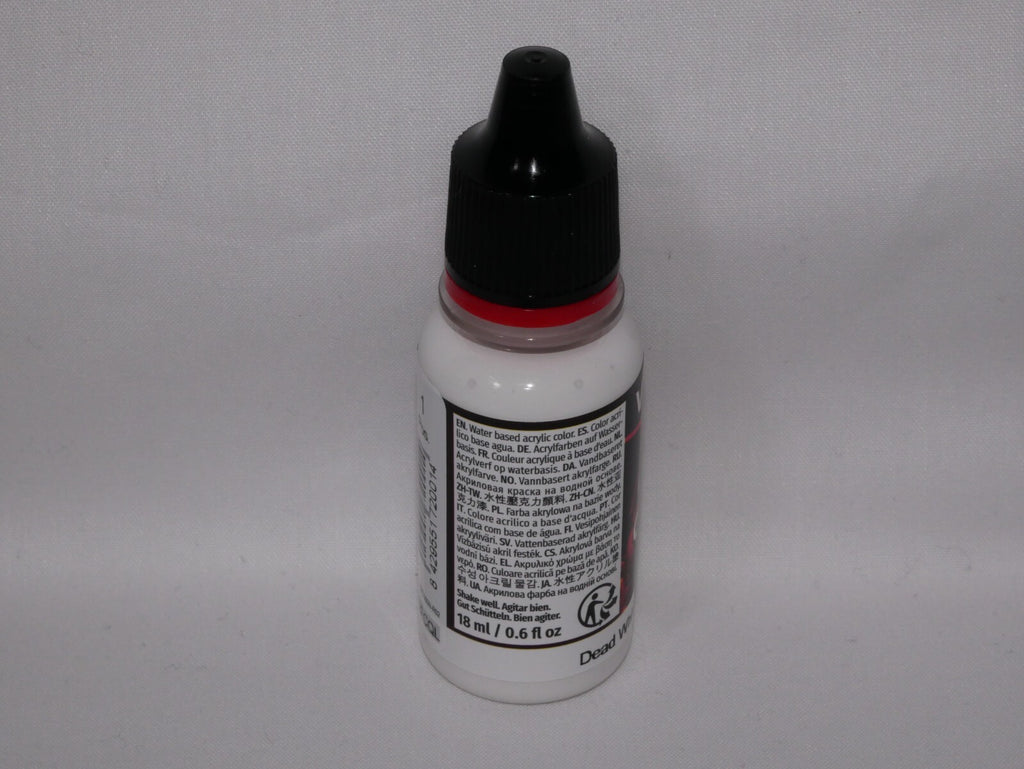 Vallejo Game Color Acrylic Range Dead White 18ml/0.6 fl oz Dropper Bottle 72.001