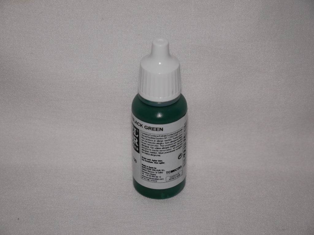 Vallejo Model Color Black Green Acrylic 17ml/0.57 fl oz Dropper Bottle - 70.980