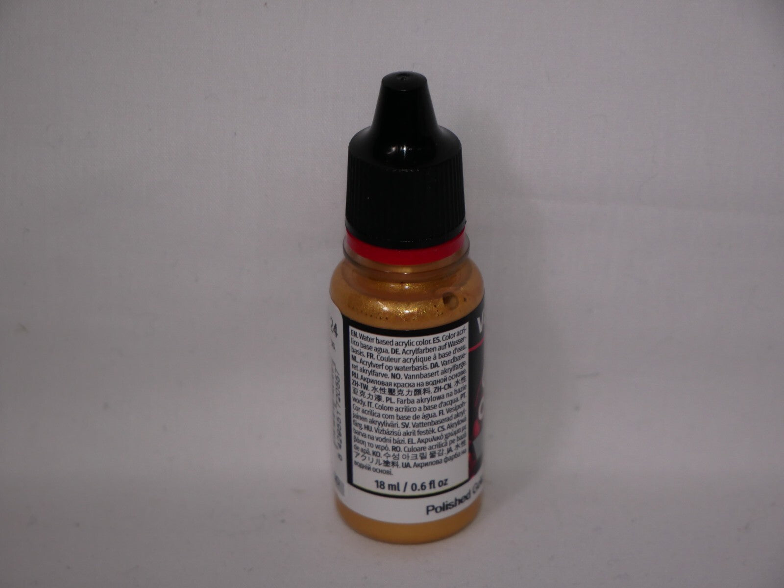 Vallejo Game Color Acrylic Metallics Polished Gold 18ml Dropper Bottle - 72.055