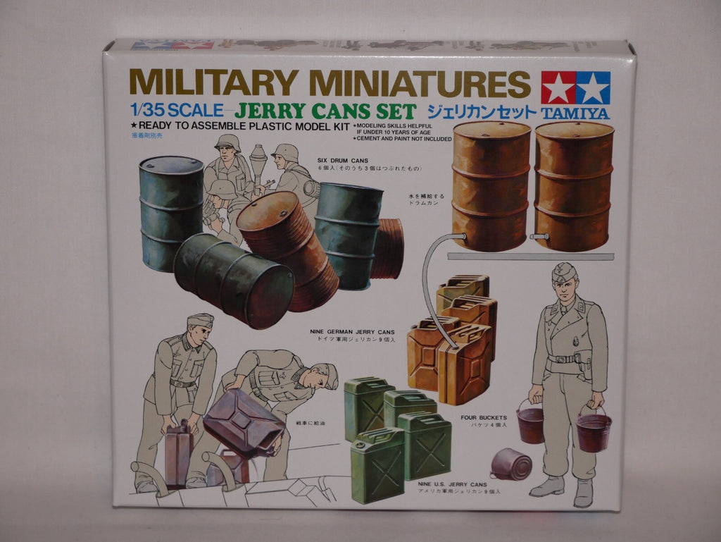 Tamiya Military Miniatures 1:35 Scale U.S and German Type Jerry Cans Set - 35026