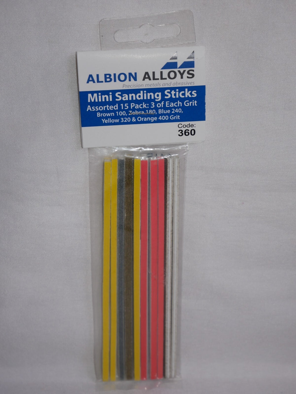 Albion Alloys Precision Abrasives 15 Mini Assorted Sanding Sticks 100/400 - 360