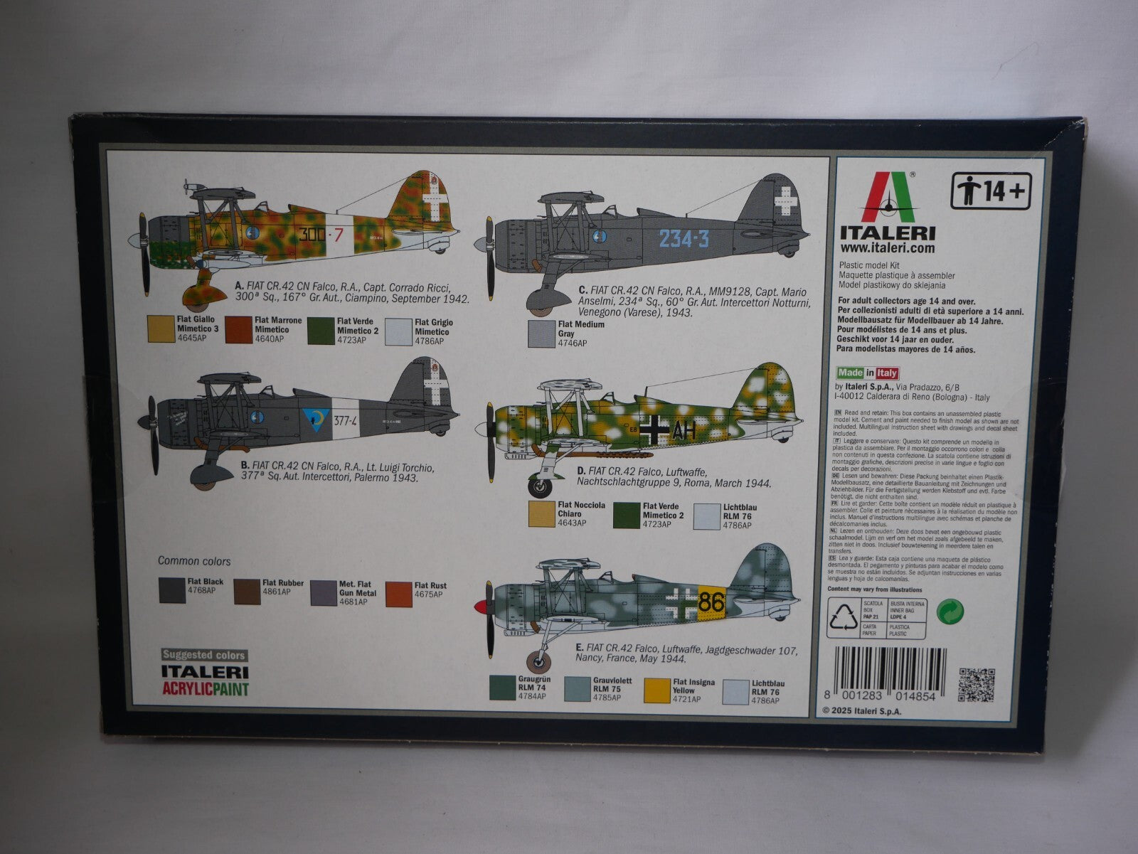 Italeri 1:72 Scale FIAT CR.42 CN Falco Night Fighter Plane Skill Level 2 - 1485