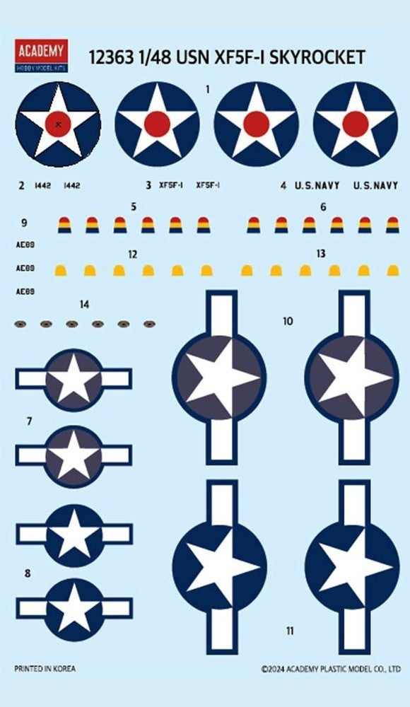 Academy 1:48 Scale USN Grumman XF5F-1 Skyrocket Model Kit Skill Level 4 - 12363